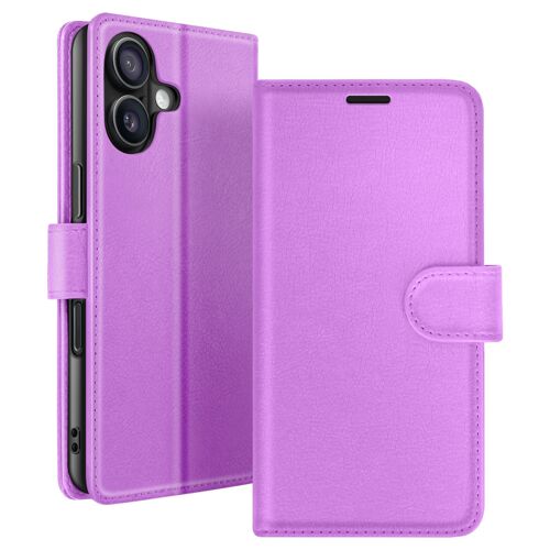 Étui Portefeuille pour iPhone 16 Plus Support et Languette Magnétique Zanaé Violet