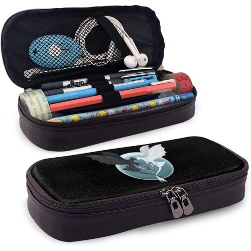 Jupsero Dreamworks Dragons Étui À Crayons En Cuir Étui À Stylos À Glissière Sac De Papeterie Pochette À Glissière Porte-Crayon Portable Polyvalent