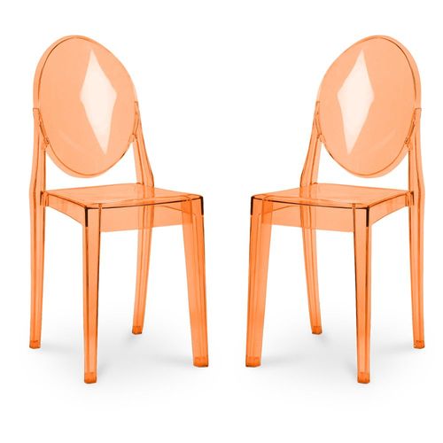 Lot De 2 Chaises De Salle À Manger Transparentes - Victoire Orange Transparent