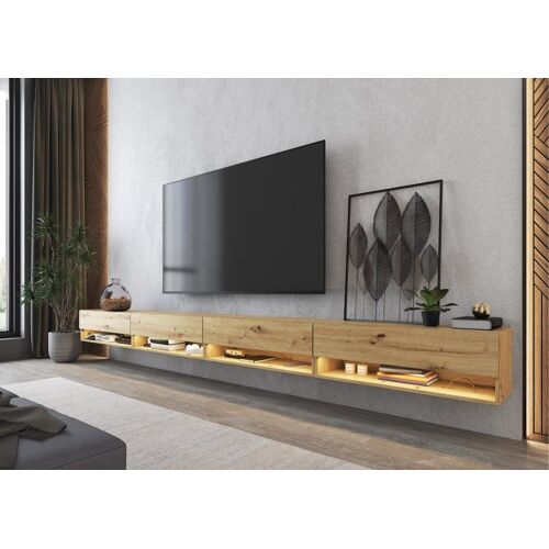 Meuble tv effet bois de chêne 360x34x30cm