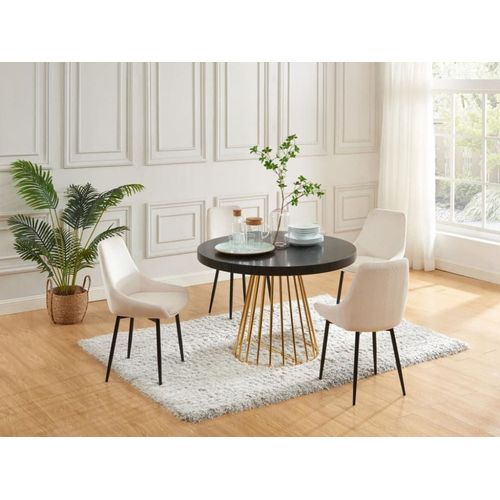 Table Extensible Effet Bois Noir, Doré