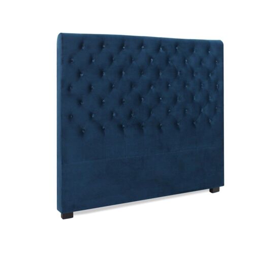 Tête de lit capitonnée en velours bleu foncé 160cm