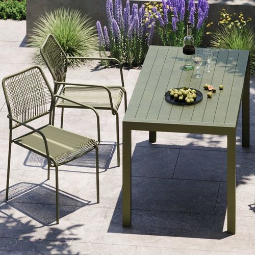 Chaise De Jardin Avec Accoudoirs En Acier Et Polyéthylène Vert