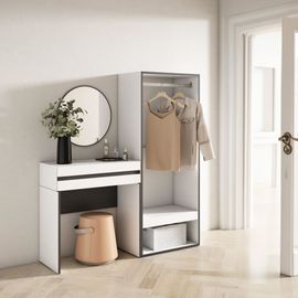 Table Console D'entrée Effet Bois Blanc 130x35x145cm