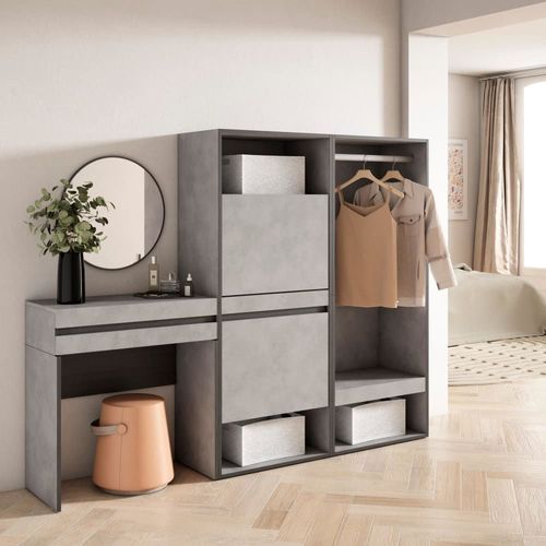 Table Console D´Entrée Effet Bois Ciment 190x35x145cm