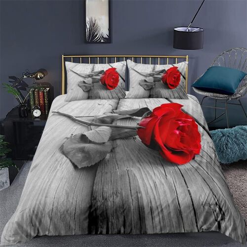 Housse De Couette X Cm Coeur Rose Rouge Parure De Lit Motif D Sets De Housse Couette Avec Fermeture ¿¿Clair Et Taies D'oreiller Xcm (X Cm,Rouge A)