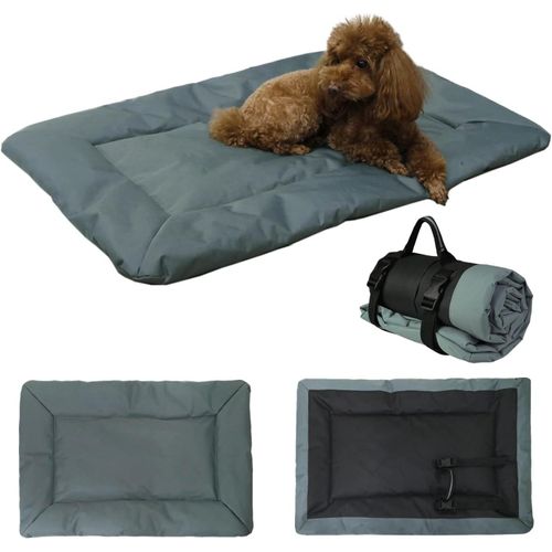 Lit Pour Chien Imperméable Pliable Panier Chien Moyenne Taille Imperméable Coussin Chien De Tissu Oxford Tapis Lavable Pour Chien Canapés Extérieur,90x60 Cm,Gris