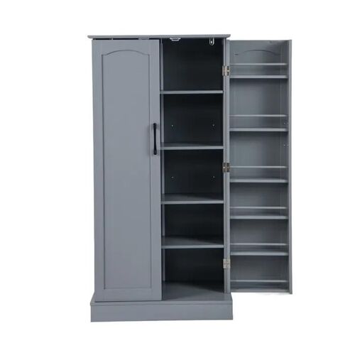 COSTWAY Buffet-Armoire de Cuisine - 2 Portes, 6 Étagères Réglables, Dispositif Anti-renversement - Salon, Salle à Manger - Gris
