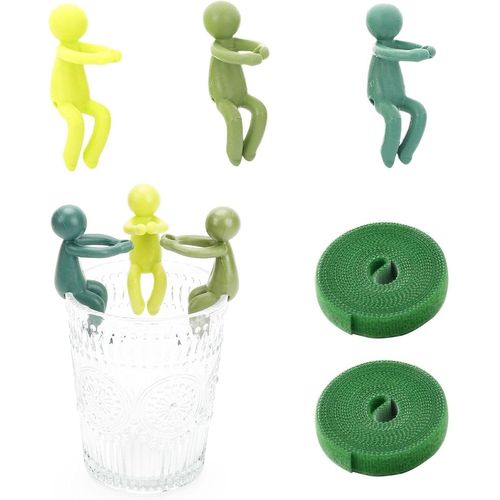 ASFASFq-GTYHH 3 Supports Créatifs pour Plantes Et 2 Rouleaux D'Attaches pour Plantes, Supports pour Plantes Intéressants, Outils De Jardin, Accessoires De Croissance des Plantes.
