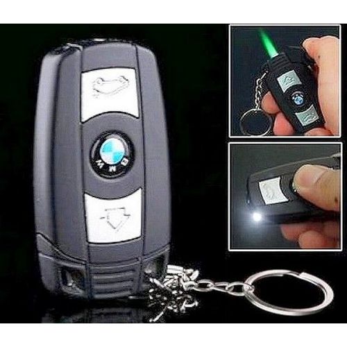 3 En 1: Lampe De Poche / Porte-Clés / Briquet Tempête (Flamme Torche) - En Forme De Clé Plip Télécommande Bmw - Rechargeable -
