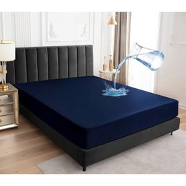Protège Matelas Imperméable 180x200cm, Premium Respirant Housse Matelas, Protège Matelas Bruit Housses, Imperméable Drap Housse (Bleu Marine)
