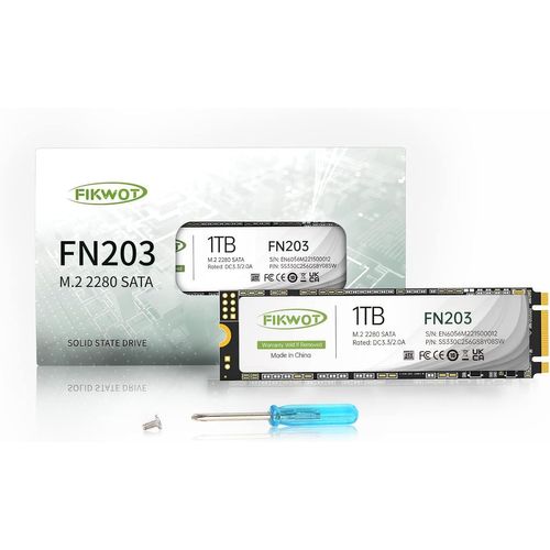 ASFASFq-Fikwot FN203 1To M.2 SATA SSD - SLC Cache 3D NAND TLC SATA III 6Gb/s M.2 2280 NGFF Disque SSD Interne, jusqu'à 550Mo/s, Compatible avec Ultrabooks, Tablettes et Mini PCs
