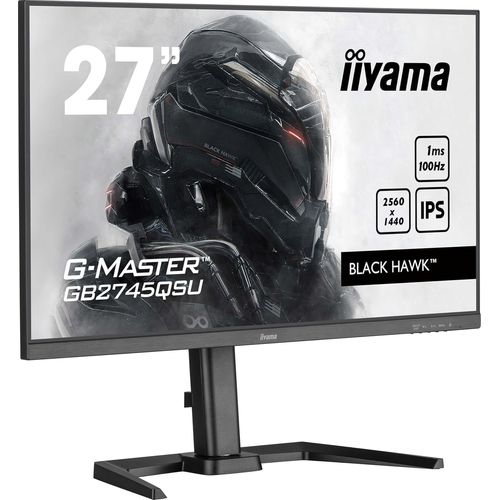 iiyama G-MASTER Black Hawk GB2745QSU-B2 - Écran LED - jeux - 27" - 2560 x 1440 WQHD @ 100 Hz - IPS - 300 cd/m² - 1300:1 - 1 ms - HDMI, DisplayPort - haut-parleurs - noir, mat