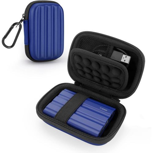 Étui Housse pour Samsung T7 Shield/ T9 / T7 / T7 Touch Disque SSD Externe Portable 1 to 2To 500Go USB 3.2, Pochette de Protection Rangement de Voyage à Coque Rigide en (Bleu)