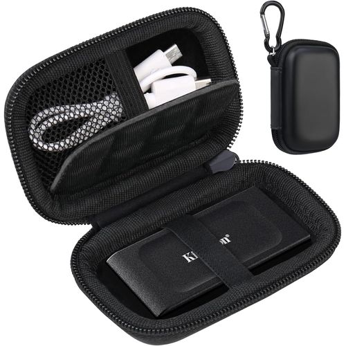 Sacoches et étuis pour disque dur pour Kingston XS1000 / XS2000 / XS1000R SSD 500GB/1TB/2TB/ Portable External Solid State Drive USB 3.2 Antichoc Protecteur Boîtier de Voyager rganizer, Noir