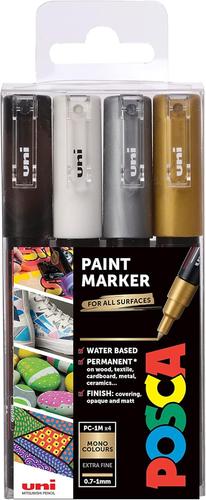 Mevronisshop-Posca 153544850 Lot De 4 Marqueur Peinture Avec Encre À Base D'eau Et Pointe Fine, 1 Mm