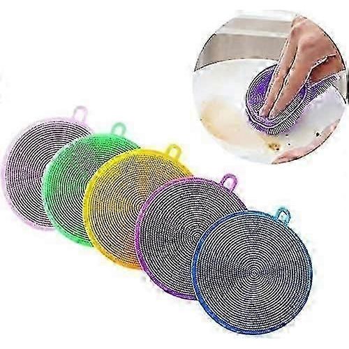 Éponge en silicone - 5 pièces Éponge de cuisine antibactérienne multicolore propre pour nettoyer les ustensiles de cuisine pour légumes, fruits Éponge en silicone de qualité alimentaire