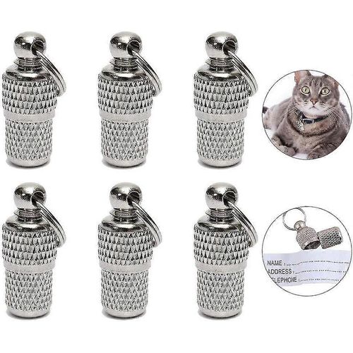 Lot De 6 Médailles D'identification Pour Collier De Chien En Fer Nickelé Avec Étiquette D'adresse En Papier, Pendentif Anti-Perte Pour Chien, Argent