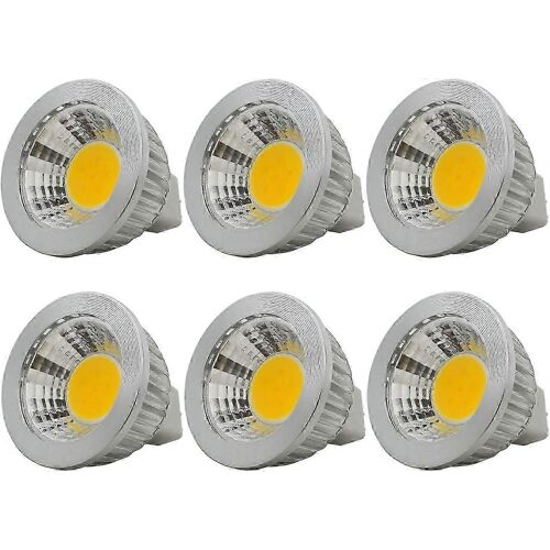 6pcs,Ampoule Led Cob Mr16 / Gu5.3,3w / 210lm,Dc 12v,Blanc Chaud 2700k,Équivalent À Une Ampoule Halogène 20w,50x52,Angle De Faisceau De 90