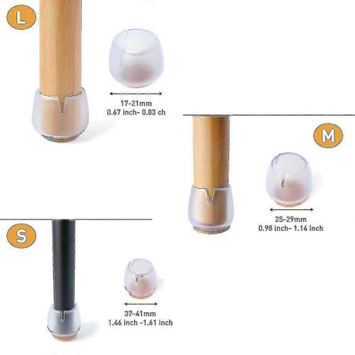 ¿S¿ Lot De 16 Protections De Sol En Silicone Pour Pieds De Chaise Avec Feutre Pour Éviter Les Rayures