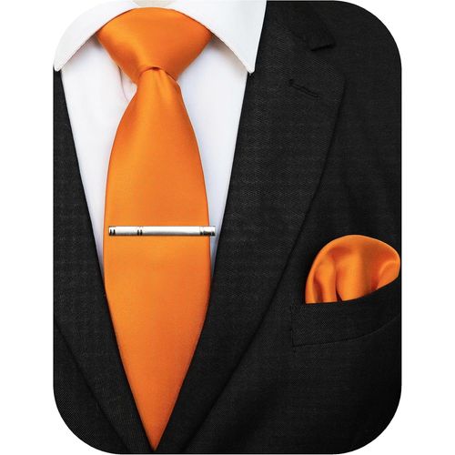 Meimie-Hommes Cravate En Tissu Mat Avec Mouchoir De Poche Et Pince À Cravate - Plusieurs Couleurs Disponibles
