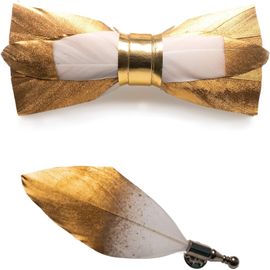 Cauc-Noeud Papillon Homme En Plume Fait Main Et Broche Ensemble Compris Boîte