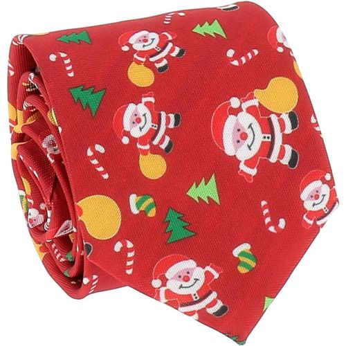 Meimie-Cravate Noel Jacquard Rouge - Cravate Père Noel Et Sapin De Noël - Cravate Papa Noel - Cravate Réveillon