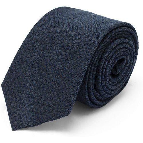 Meimie-: Cravate Homme Bleu Foncé Étroit Slim Laine Et Soie Faite À La Main,Cravates 148x8 Mariage,Boîte Cadeau,Accessoires Mode,Vente Au Particulier.