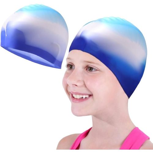 Asfasfq-Bonnet De Bain Bleu Pour Les Enfants, Adapté Aux Garçons Et Aux Filles Âgés De 5 À 12 Ans. Il Est Confortable À Porter Et Adapté Aux Cheveux Longs Et Courts.