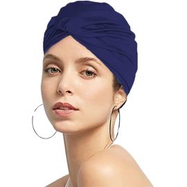 meimie-Bonnet De Bain Turban De Natation En Tissu Plissé Bonnet De Natation Protection Cheveux Et Oreilles Chapeau De Bain Pour Plage Piscine Spa Femmes Filles Bonnet De Douche Non Imperméable