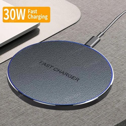 Chargeur Sans Fil Rapide Ultra-Fin 30w, Station De Charge À Induction Sans Fil Pour Iphone 15 14 13 12 Samsung Galaxy S24 S23 S22 With Cable Black