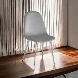 Lot De 6 Chaises Scandinaves En Velours Et Pieds Métallique Argent - Gris