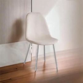 Lot De 6 Chaises Scandinaves En Velours Et Pieds Métallique Argent - Beige