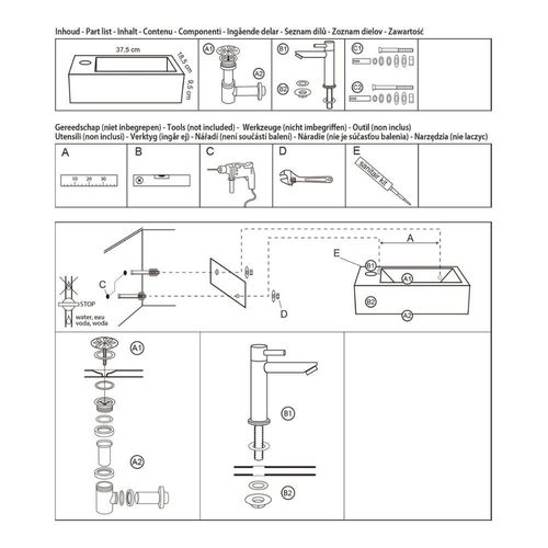 Differnz Helios Vasque à Poser ¿ Lavabo Salle de Bain 36x18x9 cm ¿ Vasque Céramique avec Robinet Droit Chrome ¿ Plan Vasque Compact pour WC ou Petite Salle de Bain