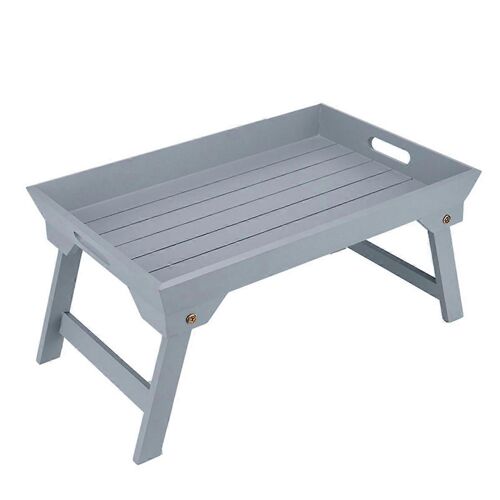 Table Pliante D'extérieur,Lit De Dortoir En Bois Ordinateur Portable Petite Table,Gris