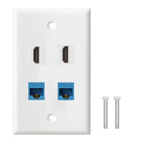 Plaque murale 4 ports,2 ports Ethernet Cat6 femelle à femelle + 2 ports