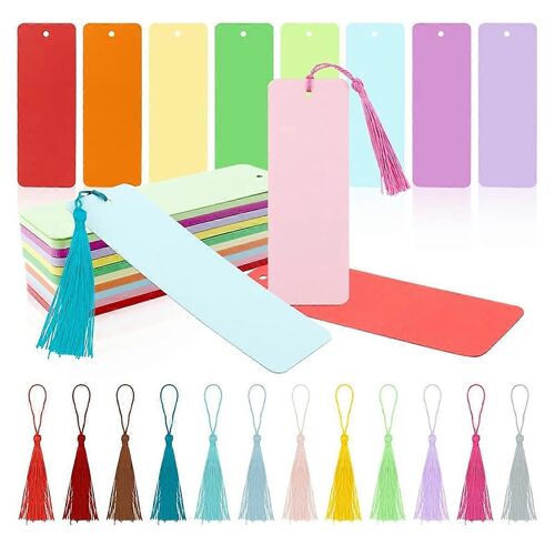 100pack De Marque-Pages De Couleur Vierge Avec 100 Pcs Glands Colorés