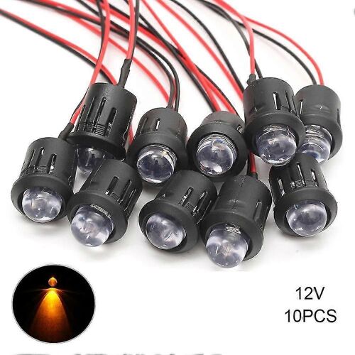 10 Pcs/Set 12v 10mm Pré-Câblé Constant Led Ultra Bright Water Clear Bulb Cable 20cm Pré-Câblé Led Szrh A-F