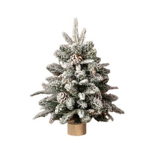 Mini arbre de Noël de table,arbre de Noël de neige,arbre de Noël miniature avec base en bois pour les décorations de Noël,maison