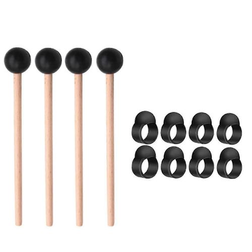 8pcs Acier Langue Tambour Doigts Médiators Doigts Manchons Handpan Avec 4pcs Tambour Éthéré Tambour Baguette Kit Pe