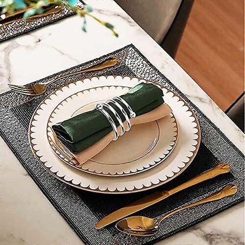 Ronds De Serviette Et Porte-Serviettes De Table,8 Pièces En Métal Rond De Serviette Porte-Boucle Pour La Décoration De Table (Argent)