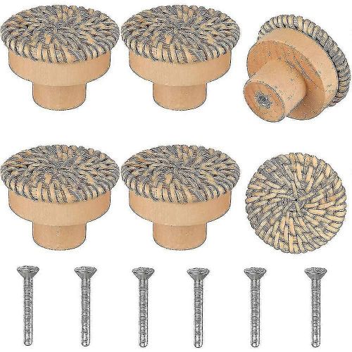 Boho En Rotin Commode Boutons Ronds Vis Compatibles Boho Meubles Boutons 6pcs