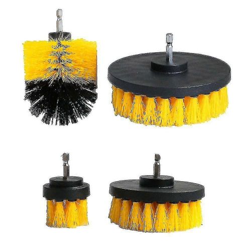 4pcs / Set Voiture Sol Lavage Poils Durs Perceuse Électrique Brosse Nettoyante