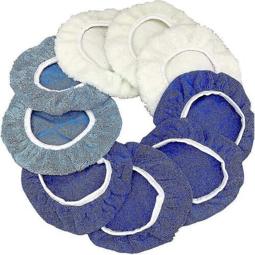 9 À 10 Pouces Buffer Bonnets 9pcs Waxers Bonnet Set Polishing Pads Bonnet Car Buffer Bonnet Car Wax Cover Kit - 4 Microfibre,3 Polaire Corail,2 Woole