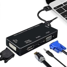 Câble adaptateur HDMI 3 en 1 vers VGA DVI HDMI avec audio Micro 3,5 mm pour ordinateur portable HDMI,ordinateur,etc. Connectez-vous simultanément