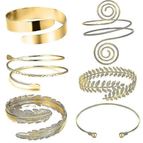 6 Poignets De Bras,Bras Supérieur Avec Bracelet Manchette,Ensemble De Bracelet Réglable,Anneau De Bras En Métal Géométrique Six Pièces Personnalité Exagérée Bracelet Ensemble -T