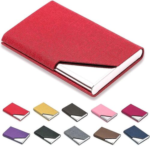 Porte-carte de nom d'entreprise,Cuir PU de luxe et étui multi-cartes en acier inoxydable,porte-carte de nom d'entreprise,portefeuille,carte de crédit,étui / support pour hommes et femmes