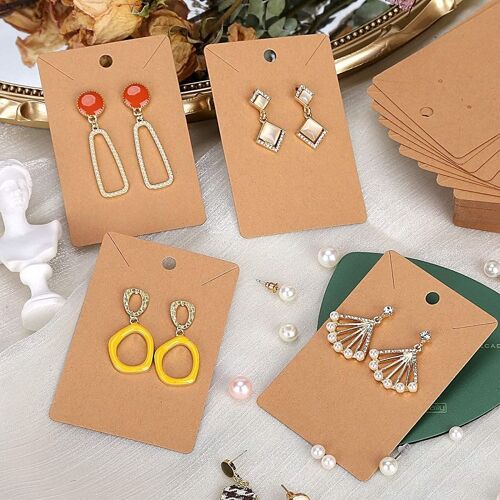Lot de 500 cartes de présentation de boucles d'oreilles pour l'emballage de colliers et de bijoux Étiquettes de boucles d'oreilles Kraft Stockage de bijoux