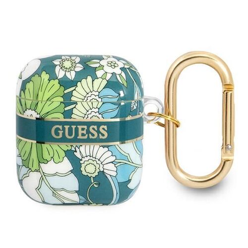 Guess GUA2HHFLN Couverture AirPods zielony/green Collection Strap Fleur, ?tui pour ?couteurs + casque, Vert