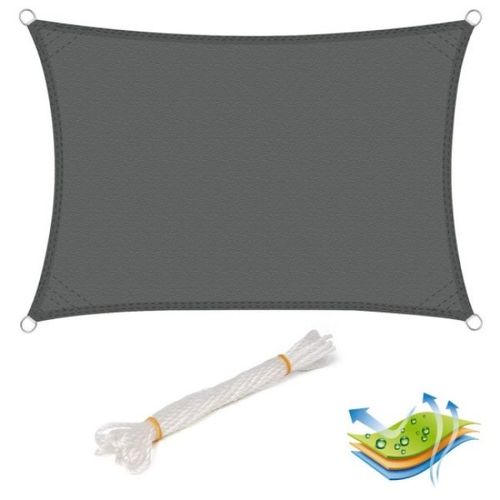 Voile D'ombrage 3x4m Camouflage Anti-Uv, Imperméable À L'eau Étanche Tissu Pour Le Parc Du Jardin De Pelouse, Gris